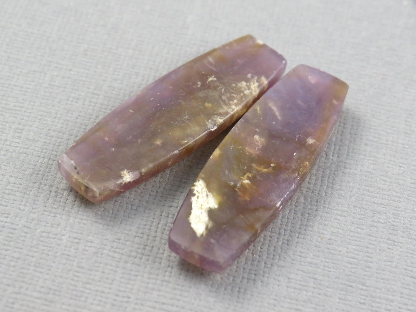 Purple Sage Chalcedony Cabochon Rectangle | Purple Sage Agate | 35.5x11.5mm, 31.2ct | Per Pair | Indonesia | CA351 - Gem Enthusiast