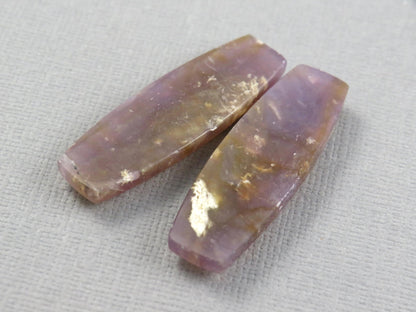 Purple Sage Chalcedony Cabochon Rectangle | Purple Sage Agate | 35.5x11.5mm, 31.2ct | Per Pair | Indonesia | CA351 - Gem Enthusiast