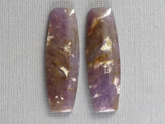 Purple Sage Chalcedony Cabochon Rectangle | Purple Sage Agate | 35.5x11.5mm, 31.2ct | Per Pair | Indonesia | CA351 - Gem Enthusiast