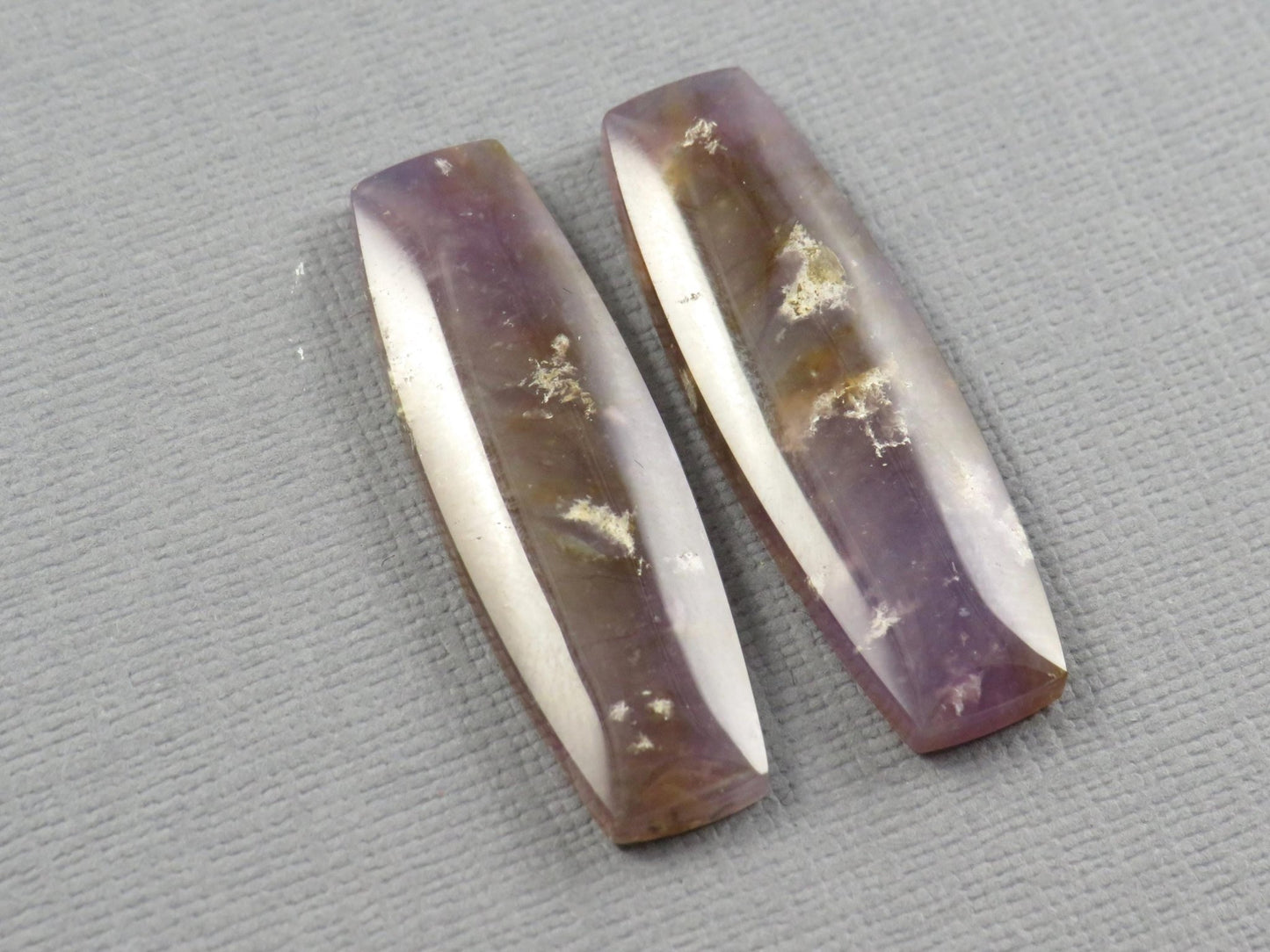 Purple Sage Chalcedony Cabochon Rectangle | Purple Sage Agate | 35.5x11.5mm, 31.2ct | Per Pair | Indonesia | CA351 - Gem Enthusiast