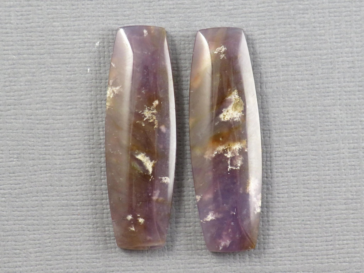 Purple Sage Chalcedony Cabochon Rectangle | Purple Sage Agate | 35.5x11.5mm, 31.2ct | Per Pair | Indonesia | CA351 - Gem Enthusiast