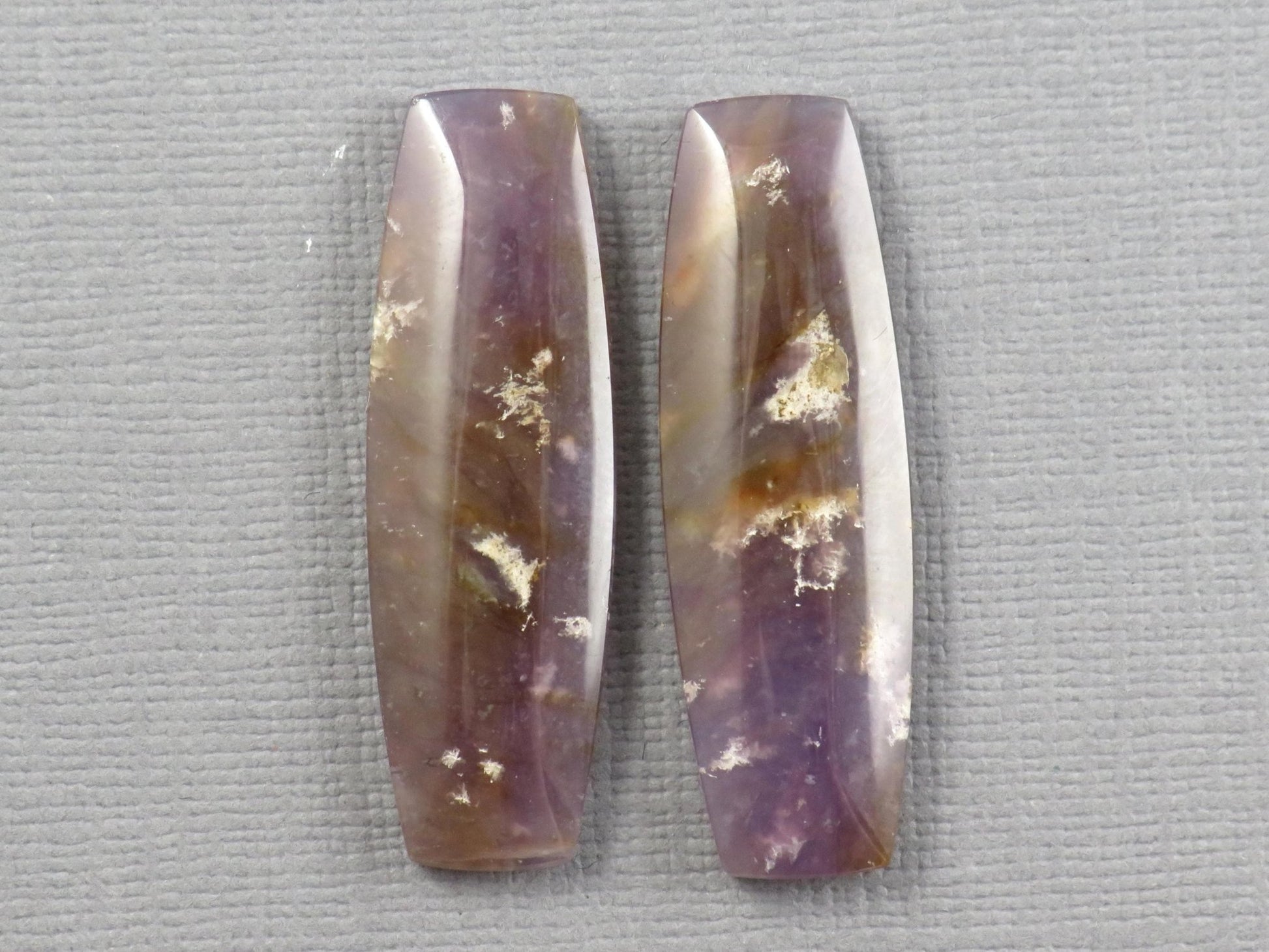 Purple Sage Chalcedony Cabochon Rectangle | Purple Sage Agate | 35.5x11.5mm, 31.2ct | Per Pair | Indonesia | CA351 - Gem Enthusiast