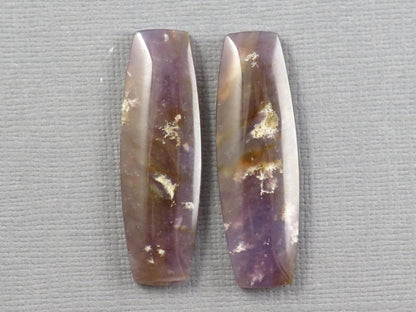 Purple Sage Chalcedony Cabochon Rectangle | Purple Sage Agate | 35.5x11.5mm, 31.2ct | Per Pair | Indonesia | CA351 - Gem Enthusiast