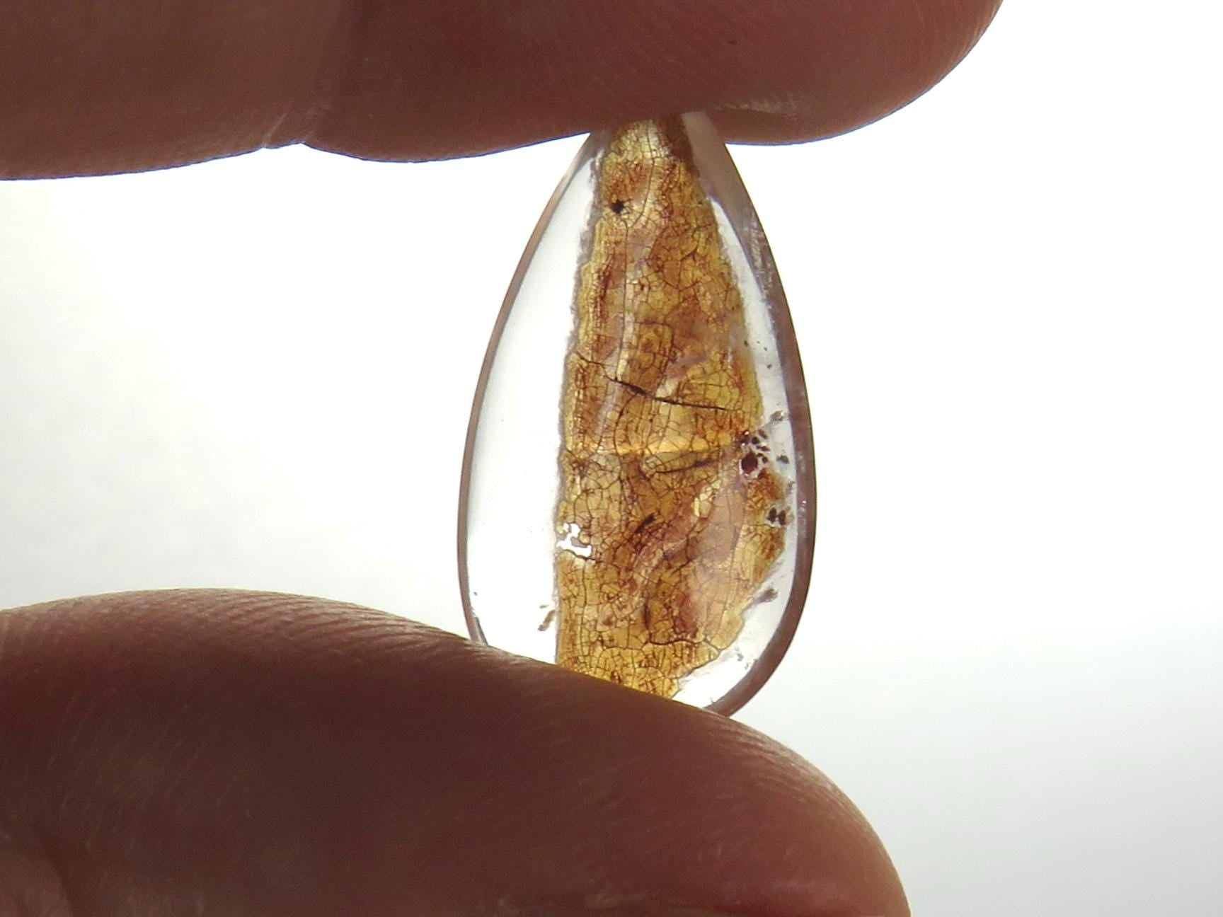 Quartz with Biotite | Pear Cabochon | Brazil | 22x11.5x6 | 10.4 carats | QU537 - Gem Enthusiast