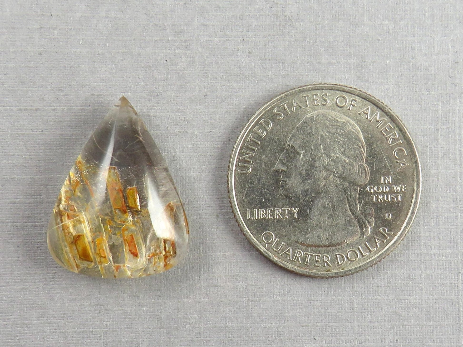 Quartz with Biotite | Pear Cabochon | Brazil | 22x16.5x8 | 16 carats | QU536 - Gem Enthusiast