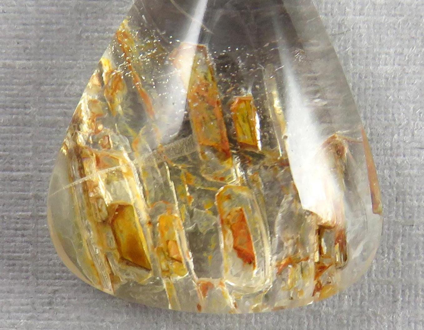 Quartz with Biotite | Pear Cabochon | Brazil | 22x16.5x8 | 16 carats | QU536 - Gem Enthusiast