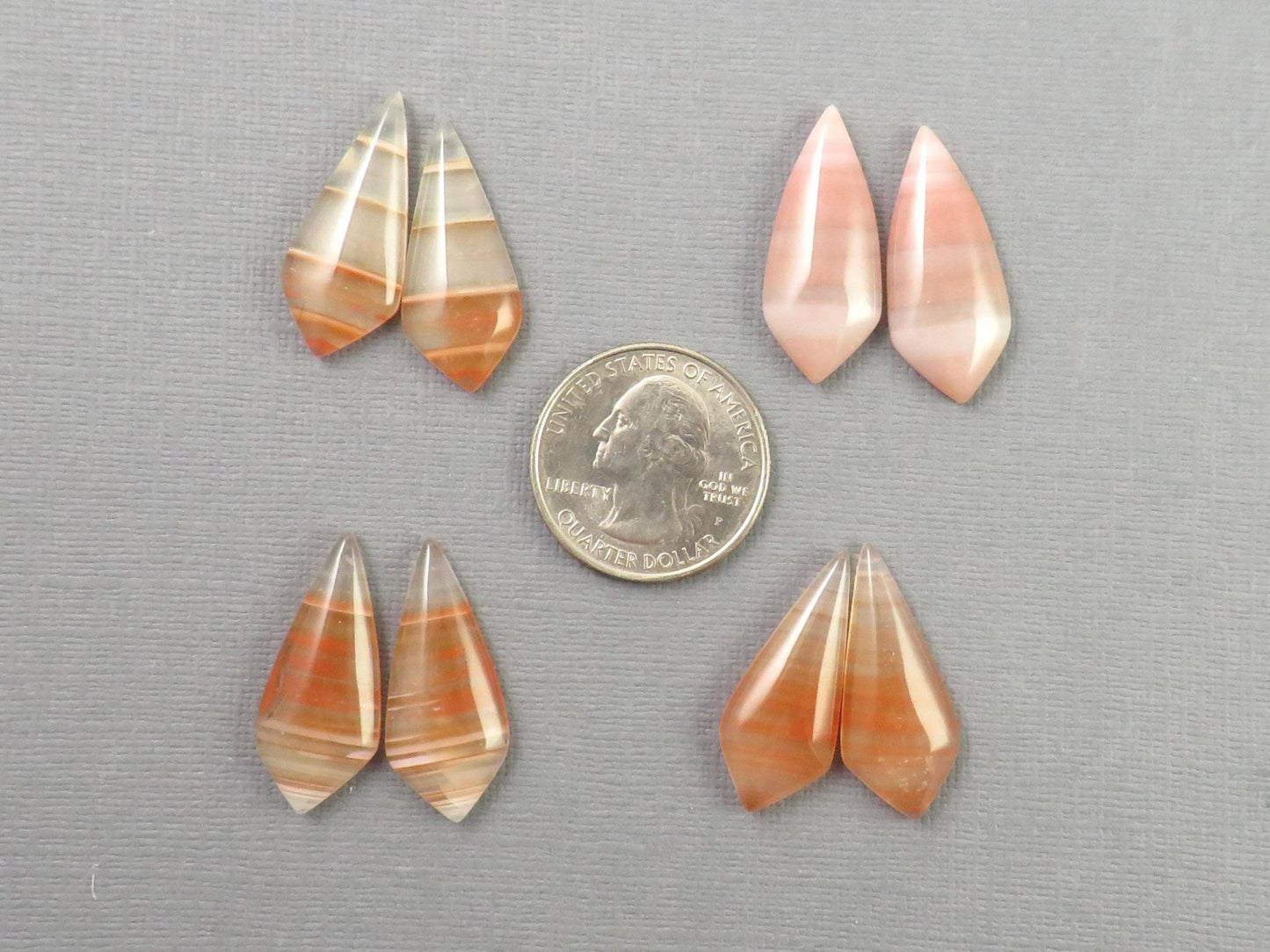 Red Banded Agate Pair | Red, Orange and White | Sold Per Pair | AG322 - Gem Enthusiast