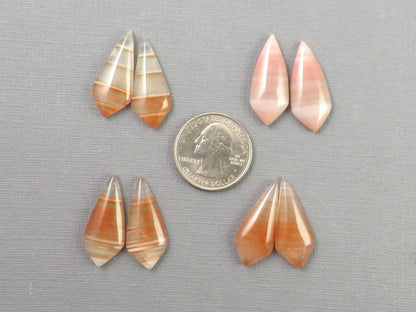 Red Banded Agate Pair | Red, Orange and White | Sold Per Pair | AG322 - Gem Enthusiast