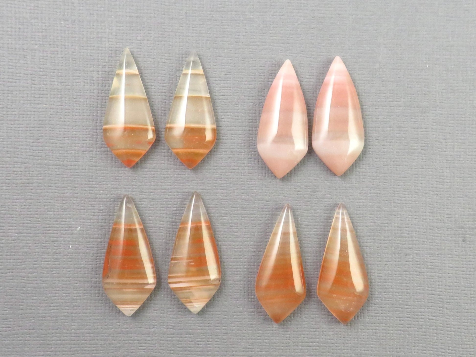 Red Banded Agate Pair | Red, Orange and White | Sold Per Pair | AG322 - Gem Enthusiast