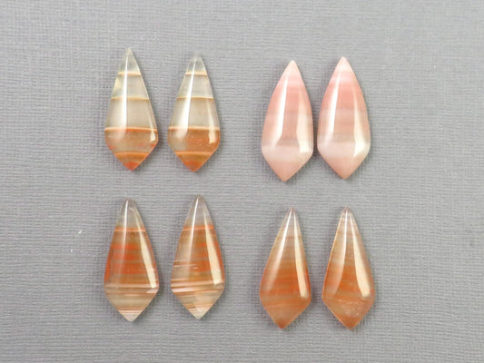 Red Banded Agate Pair | Red, Orange and White | Sold Per Pair | AG322 - Gem Enthusiast