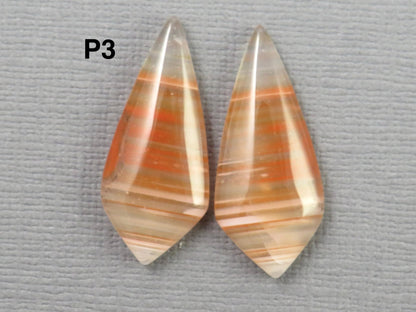 Red Banded Agate Pair | Red, Orange and White | Sold Per Pair | AG322 - Gem Enthusiast