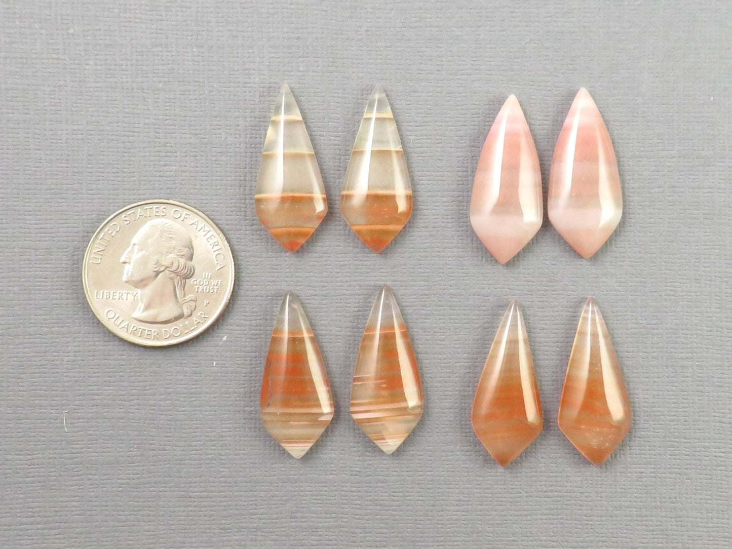 Red Banded Agate Pair | Red, Orange and White | Sold Per Pair | AG322 - Gem Enthusiast