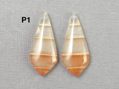 Red Banded Agate Pair | Red, Orange and White | Sold Per Pair | AG322 - Gem Enthusiast