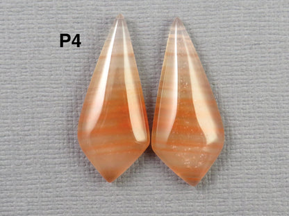 Red Banded Agate Pair | Red, Orange and White | Sold Per Pair | AG322 - Gem Enthusiast