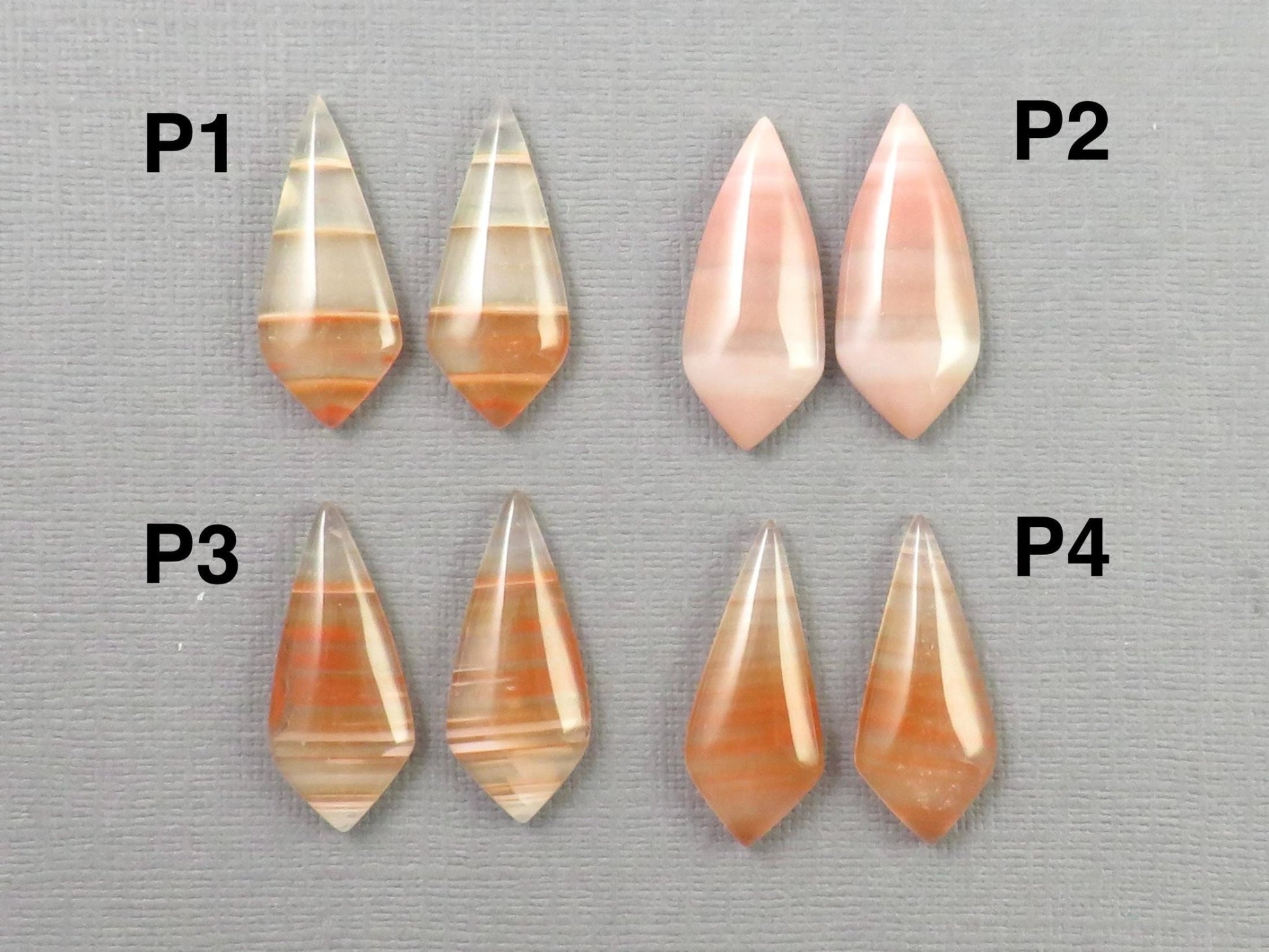 Red Banded Agate Pair | Red, Orange and White | Sold Per Pair | AG322 - Gem Enthusiast