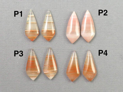 Red Banded Agate Pair | Red, Orange and White | Sold Per Pair | AG322 - Gem Enthusiast