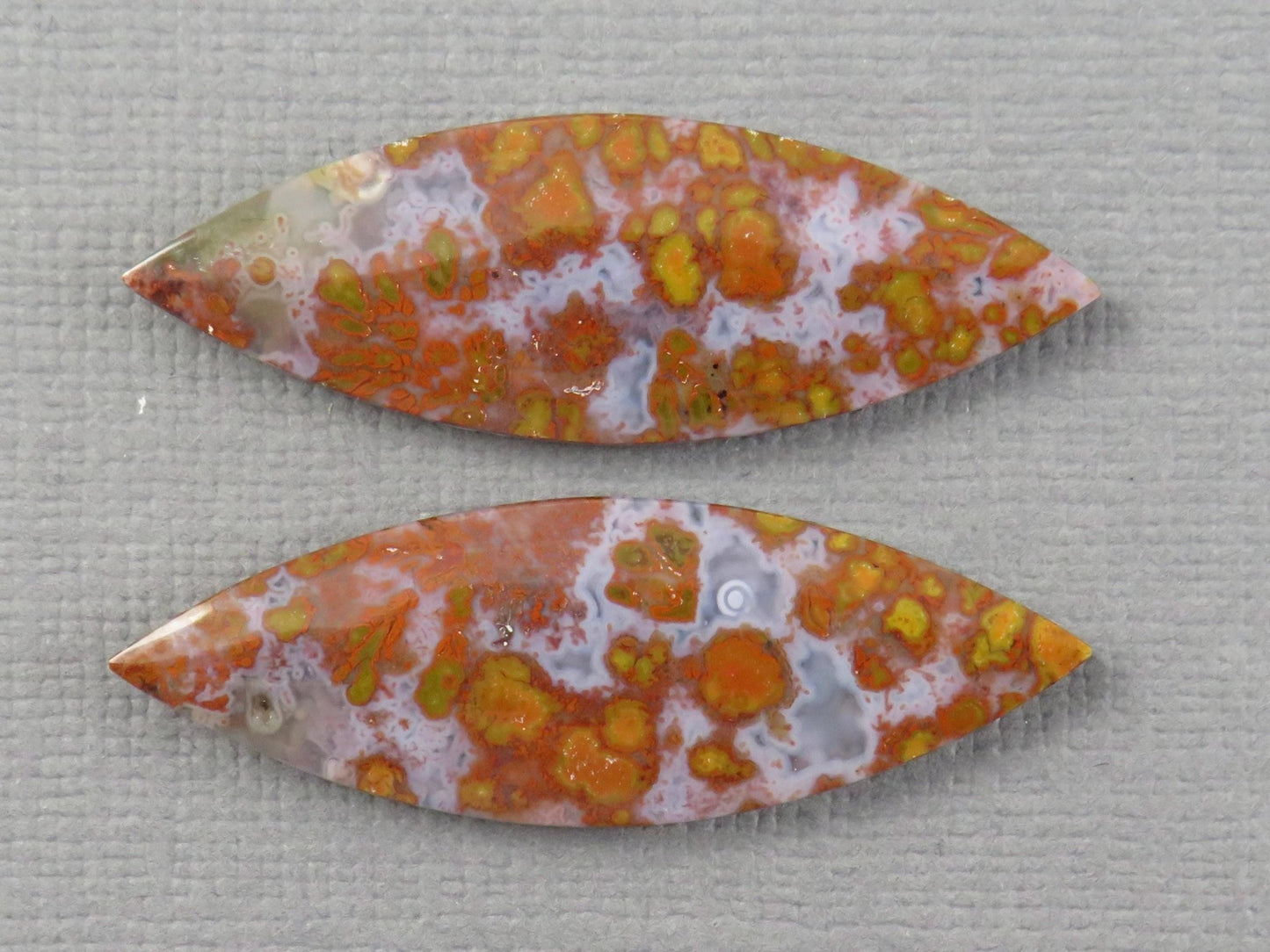 Red Plume Agate Cabochon Marquise | 35x12mm, 21.8ct | Per Pair | Indonesia | AG390 - Gem Enthusiast