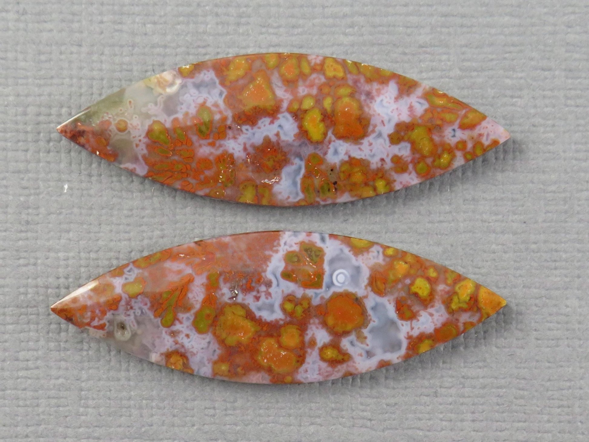 Red Plume Agate Cabochon Marquise | 35x12mm, 21.8ct | Per Pair | Indonesia | AG390 - Gem Enthusiast