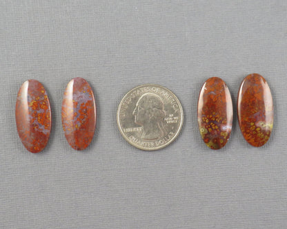 Red Plume Agate Cabochon Oval | 26mm, avg 22ct | Per Pair | Indonesisa | AG381 - Gem Enthusiast