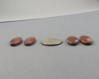 Red Plume Agate Cabochon Oval | 26mm, avg 22ct | Per Pair | Indonesisa | AG381 - Gem Enthusiast