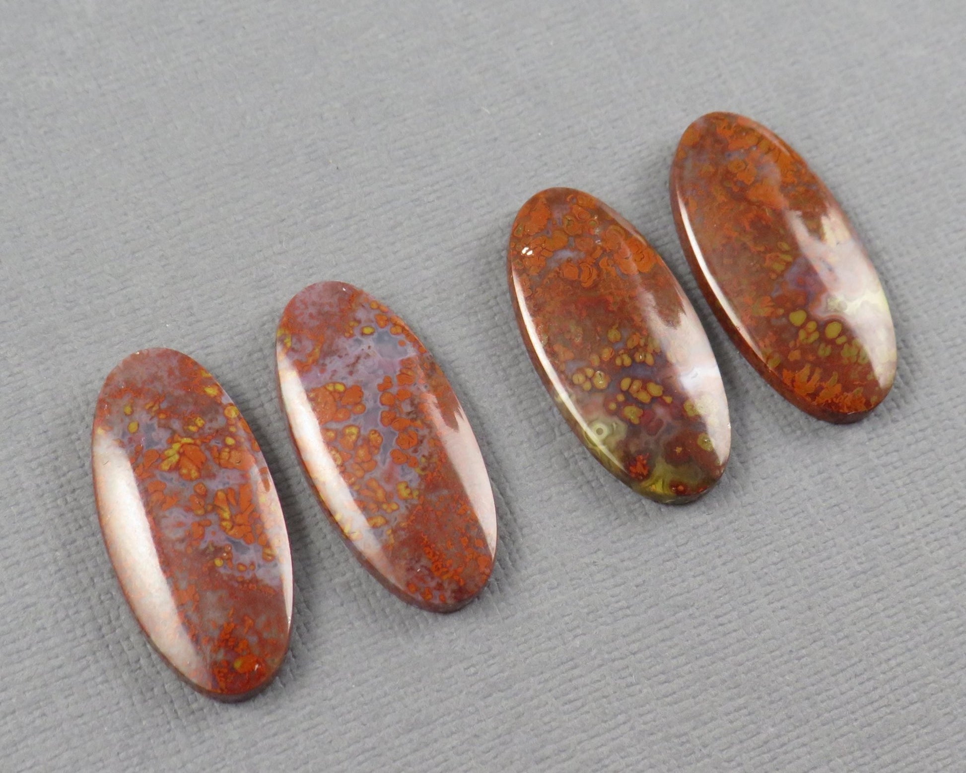 Red Plume Agate Cabochon Oval | 26mm, avg 22ct | Per Pair | Indonesisa | AG381 - Gem Enthusiast