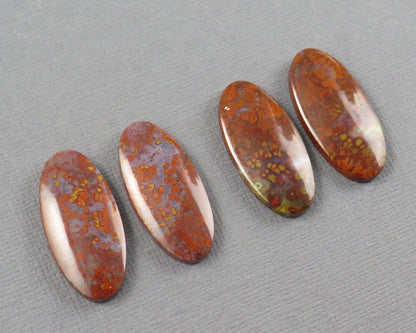 Red Plume Agate Cabochon Oval | 26mm, avg 22ct | Per Pair | Indonesisa | AG381 - Gem Enthusiast