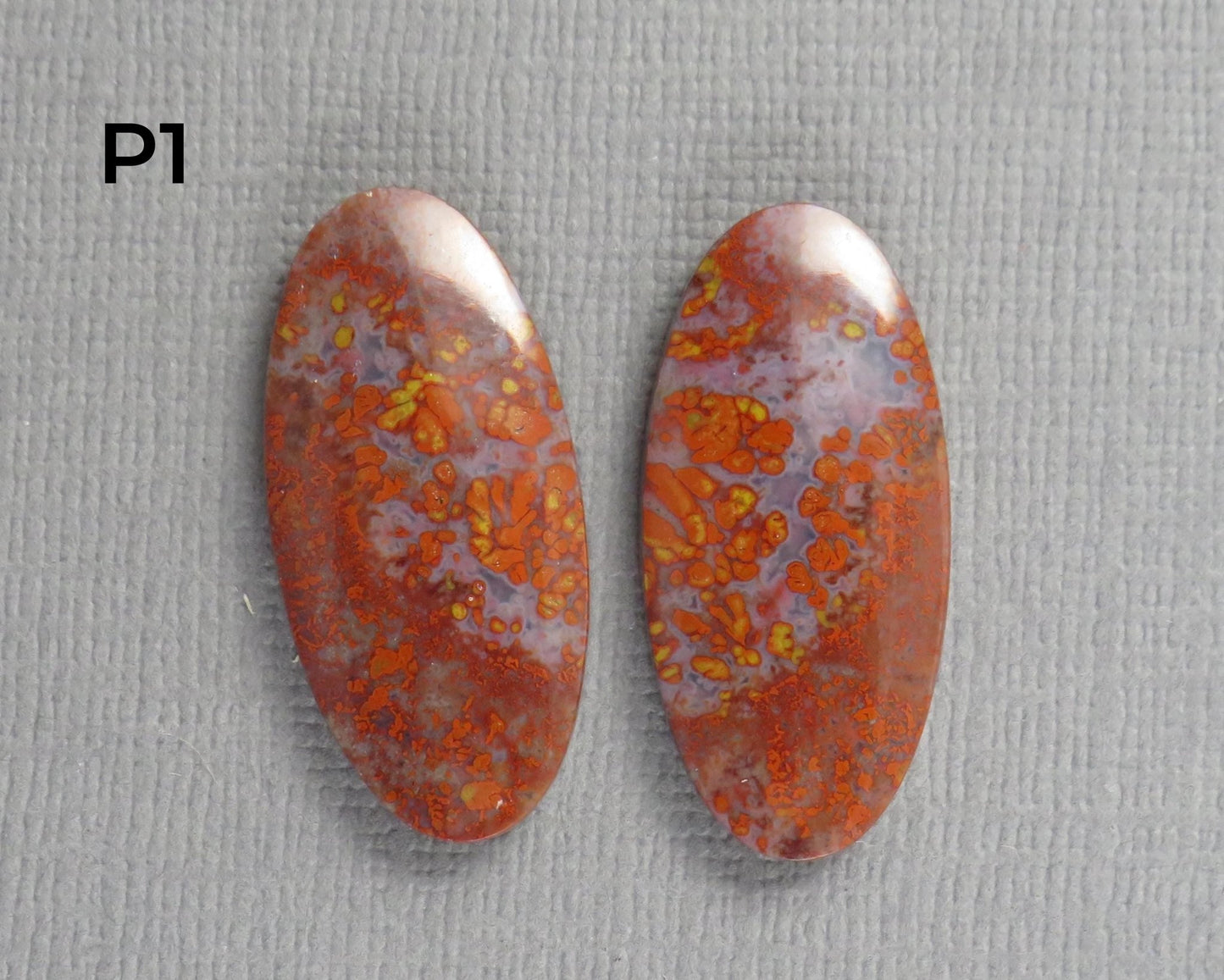 Red Plume Agate Cabochon Oval | 26mm, avg 22ct | Per Pair | Indonesisa | AG381 - Gem Enthusiast