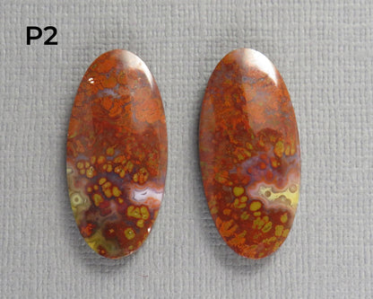 Red Plume Agate Cabochon Oval | 26mm, avg 22ct | Per Pair | Indonesisa | AG381 - Gem Enthusiast