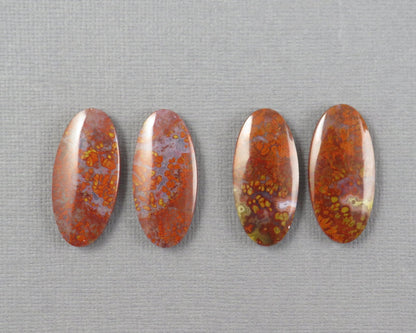 Red Plume Agate Cabochon Oval | 26mm, avg 22ct | Per Pair | Indonesisa | AG381 - Gem Enthusiast
