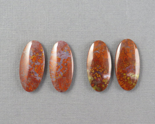 Red Plume Agate Cabochon Oval | 26mm, avg 22ct | Per Pair | Indonesisa | AG381 - Gem Enthusiast