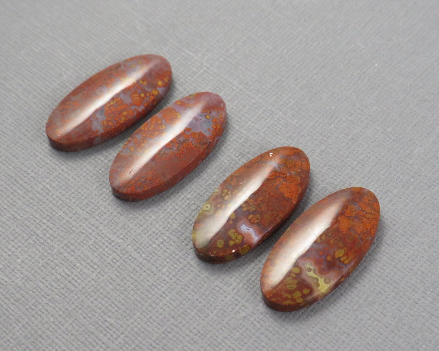 Red Plume Agate Cabochon Oval | 26mm, avg 22ct | Per Pair | Indonesisa | AG381 - Gem Enthusiast