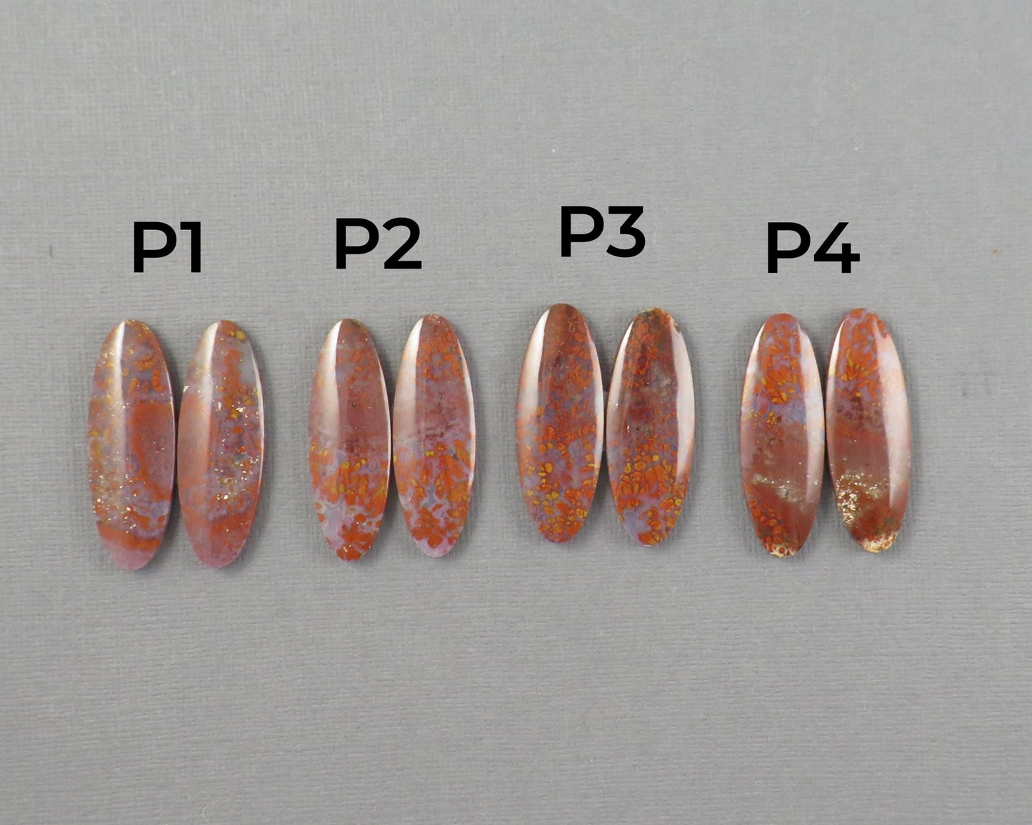 Red Plume Agate Cabochon Oval | Per Pair | Indonesia | AG384 - Gem Enthusiast