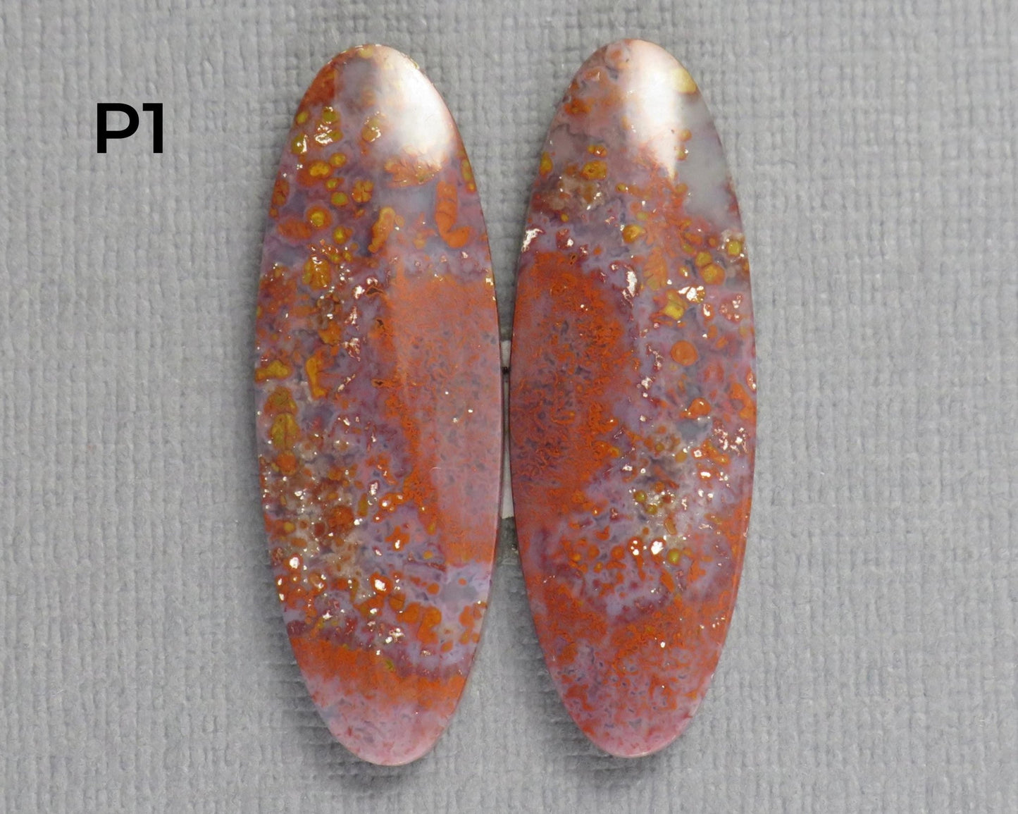 Red Plume Agate Cabochon Oval | Per Pair | Indonesia | AG384 - Gem Enthusiast