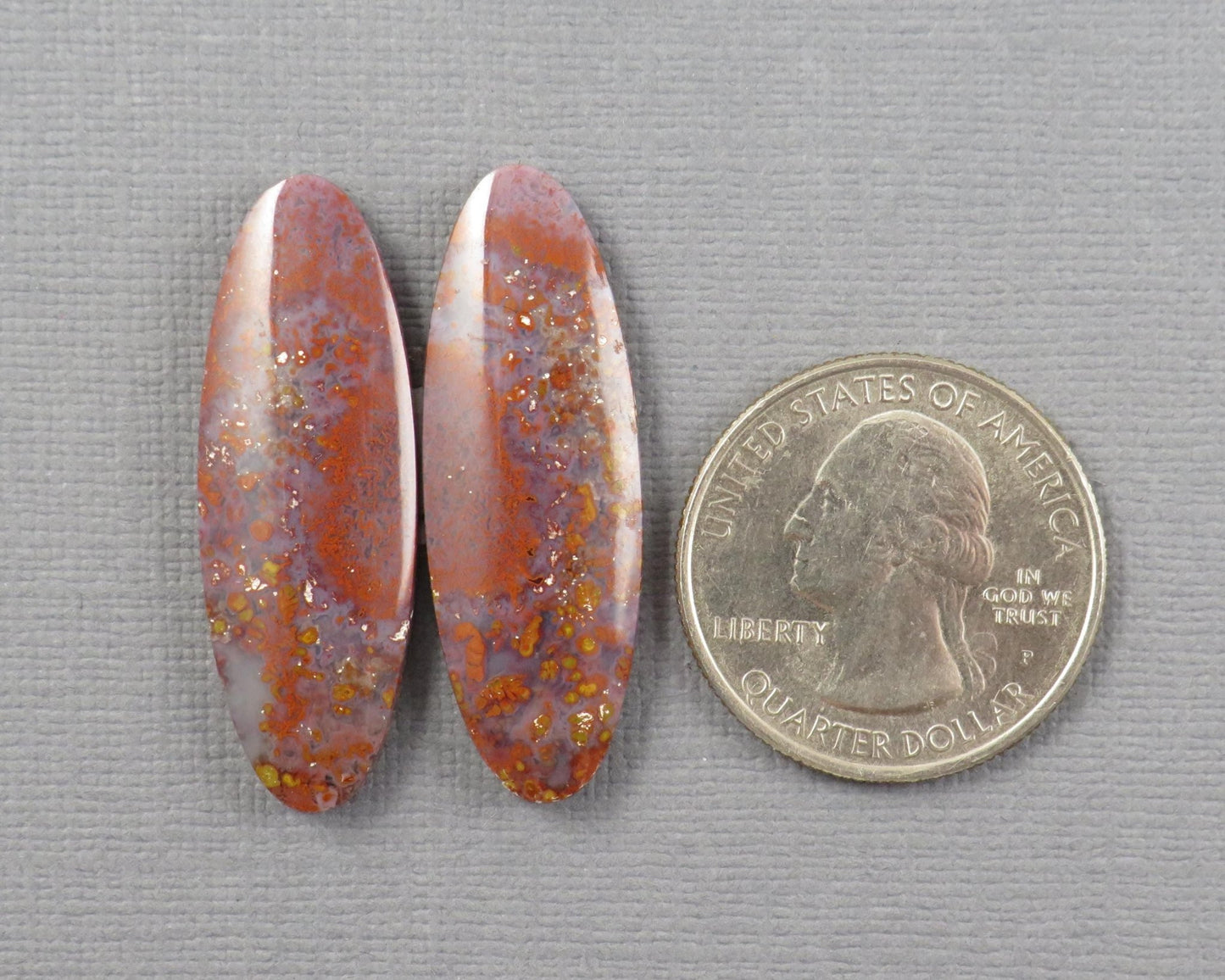 Red Plume Agate Cabochon Oval | Per Pair | Indonesia | AG384 - Gem Enthusiast