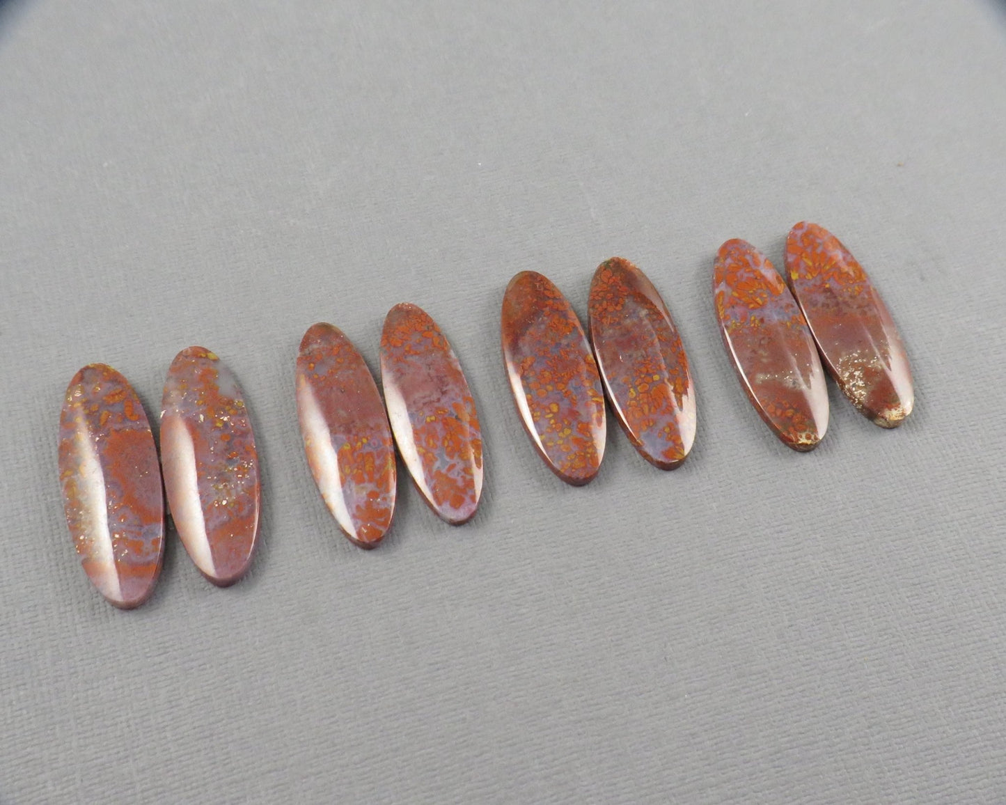 Red Plume Agate Cabochon Oval | Per Pair | Indonesia | AG384 - Gem Enthusiast