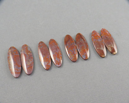Red Plume Agate Cabochon Oval | Per Pair | Indonesia | AG384 - Gem Enthusiast