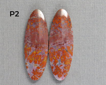 Red Plume Agate Cabochon Oval | Per Pair | Indonesia | AG384 - Gem Enthusiast