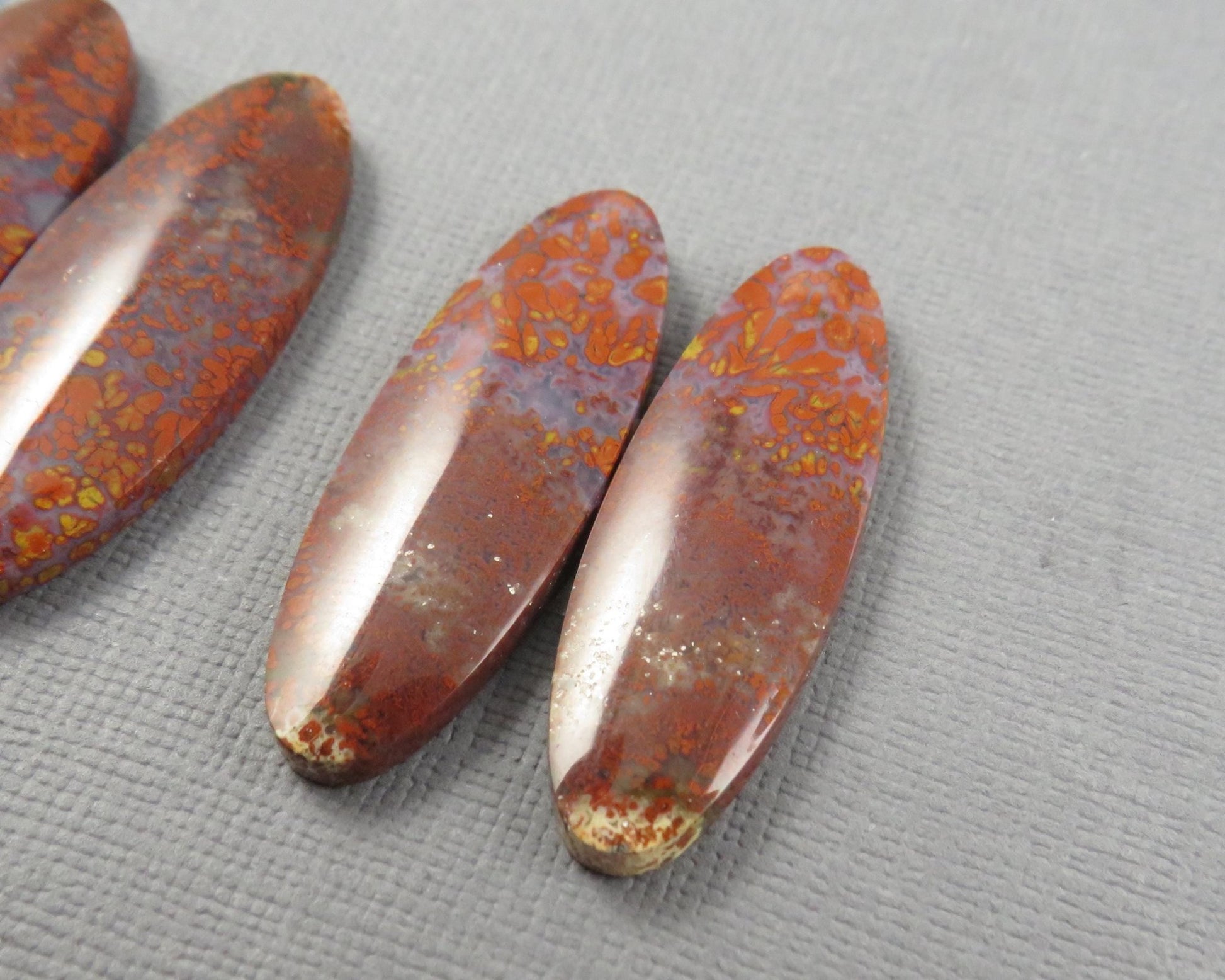 Red Plume Agate Cabochon Oval | Per Pair | Indonesia | AG384 - Gem Enthusiast