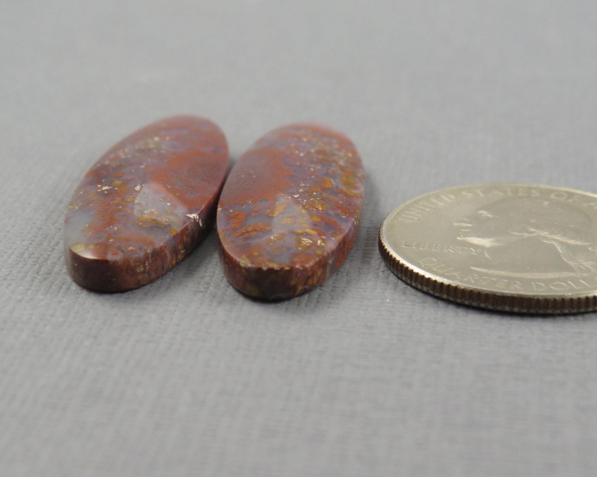 Red Plume Agate Cabochon Oval | Per Pair | Indonesia | AG384 - Gem Enthusiast