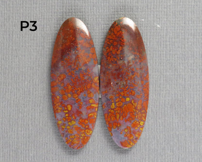 Red Plume Agate Cabochon Oval | Per Pair | Indonesia | AG384 - Gem Enthusiast