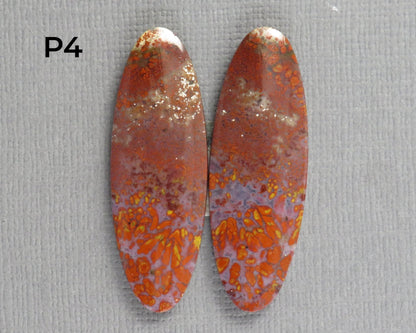 Red Plume Agate Cabochon Oval | Per Pair | Indonesia | AG384 - Gem Enthusiast
