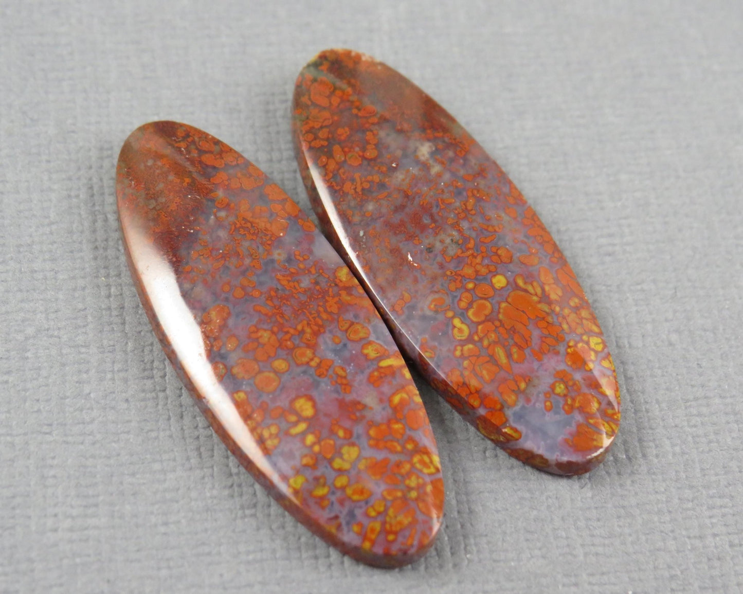 Red Plume Agate Cabochon Oval | Per Pair | Indonesia | AG384 - Gem Enthusiast