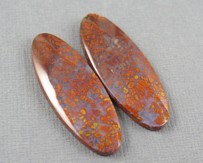 Red Plume Agate Cabochon Oval | Per Pair | Indonesia | AG384 - Gem Enthusiast