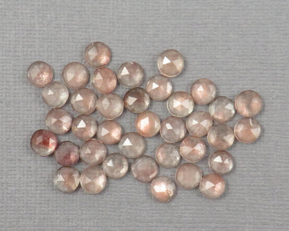 Rose Cut Oregon Sunstone 10 Stone Lots | 4mm or 5mm | Jewelry Making | Mined in the USA | OSR154-OSR155 - Gem Enthusiast
