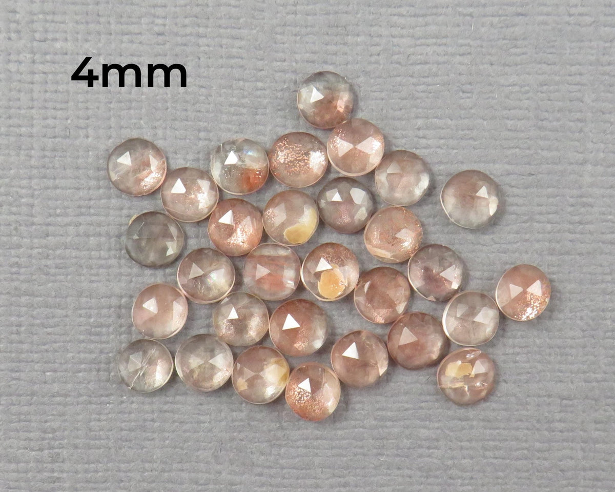 Rose Cut Oregon Sunstone 10 Stone Lots | 4mm or 5mm | Jewelry Making | Mined in the USA | OSR154-OSR155 - Gem Enthusiast
