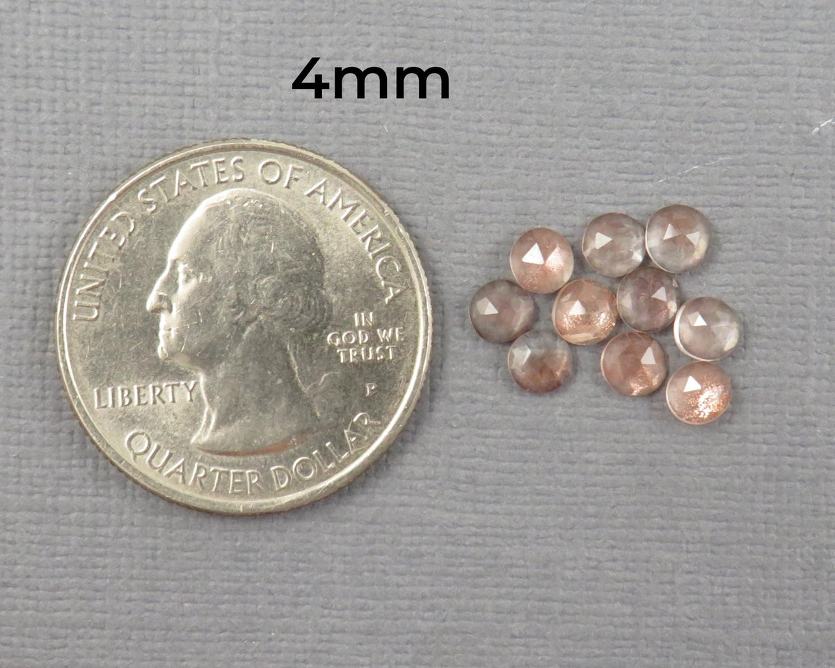 Rose Cut Oregon Sunstone 10 Stone Lots | 4mm or 5mm | Jewelry Making | Mined in the USA | OSR154-OSR155 - Gem Enthusiast
