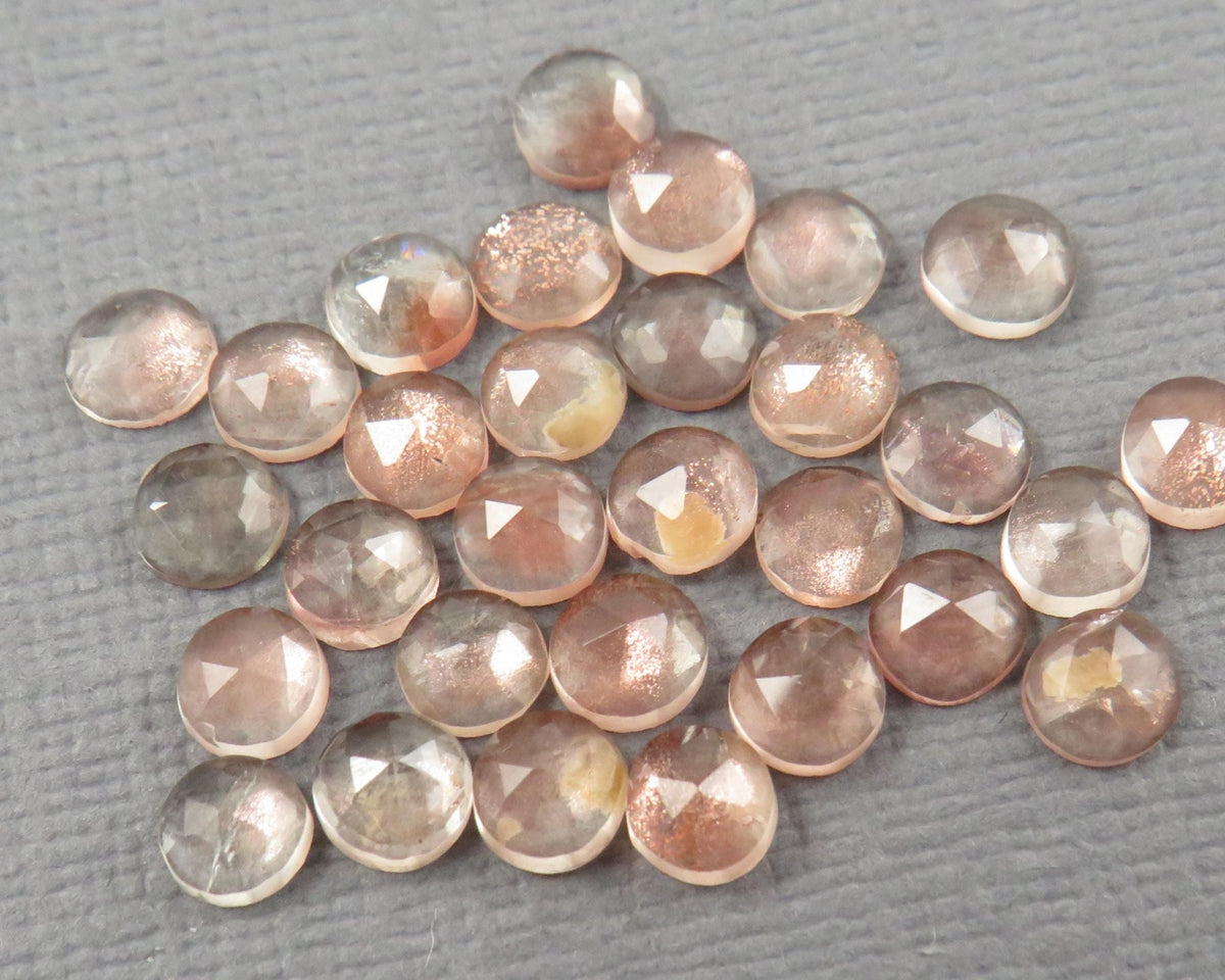 Rose Cut Oregon Sunstone 10 Stone Lots | 4mm or 5mm | Jewelry Making | Mined in the USA | OSR154-OSR155 - Gem Enthusiast