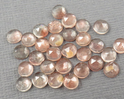 Rose Cut Oregon Sunstone 10 Stone Lots | 4mm or 5mm | Jewelry Making | Mined in the USA | OSR154-OSR155 - Gem Enthusiast