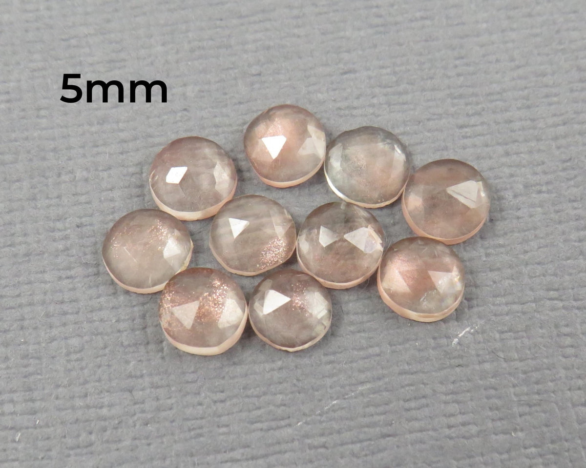 Rose Cut Oregon Sunstone 10 Stone Lots | 4mm or 5mm | Jewelry Making | Mined in the USA | OSR154-OSR155 - Gem Enthusiast