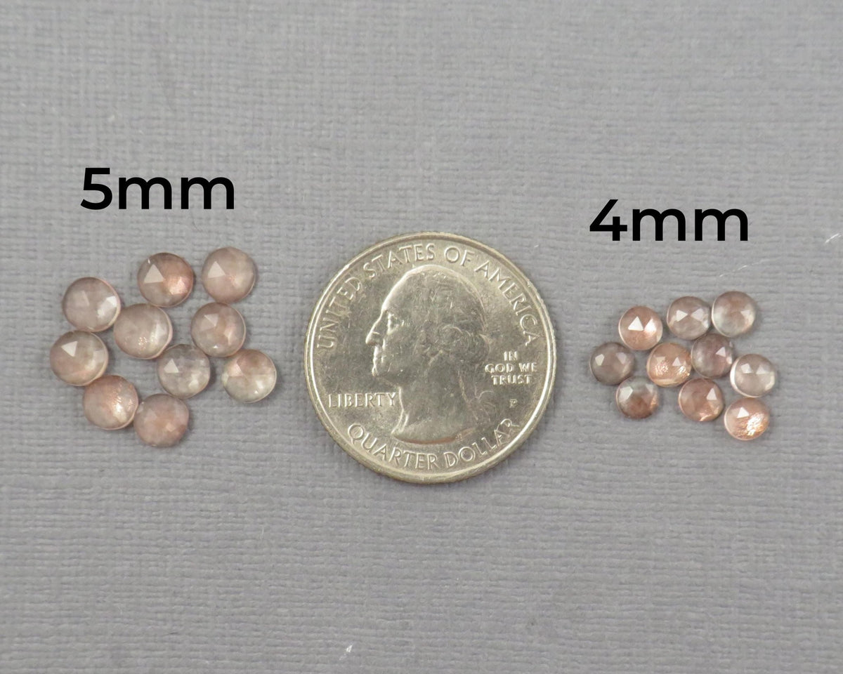 Rose Cut Oregon Sunstone 10 Stone Lots | 4mm or 5mm | Jewelry Making | Mined in the USA | OSR154-OSR155 - Gem Enthusiast